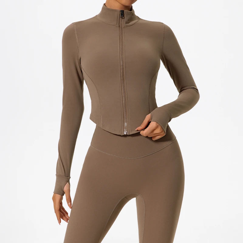 Women's Casual Sports Jackets Made of Ultra Soft Fabric with Zipper