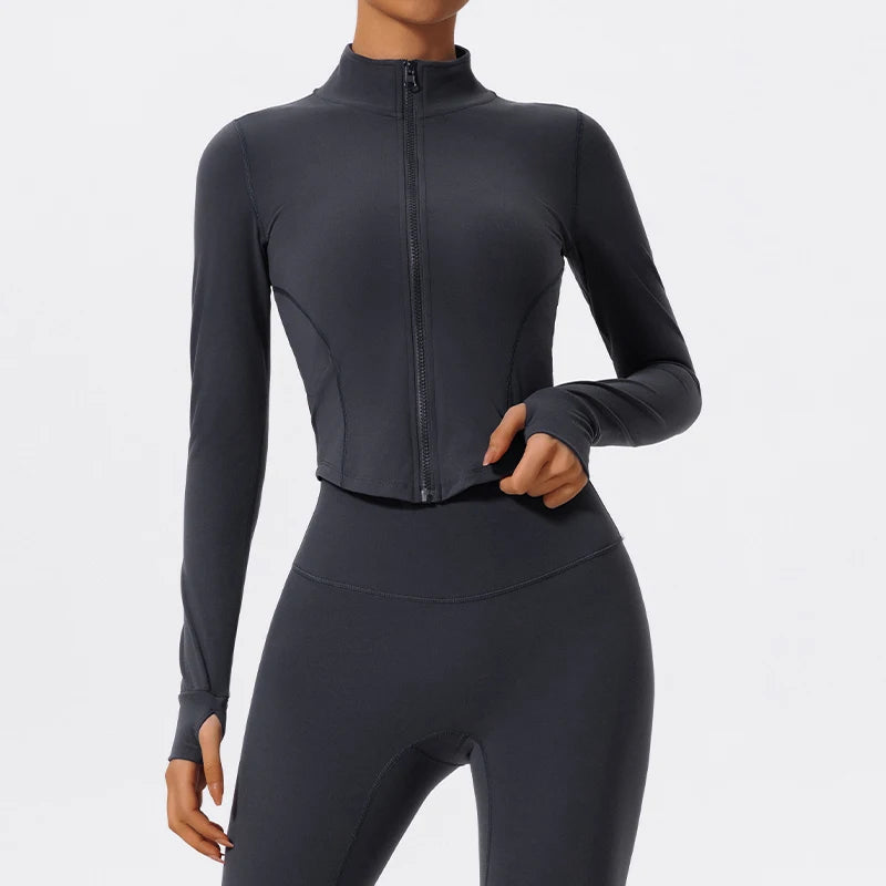 Women's Casual Sports Jackets Made of Ultra Soft Fabric with Zipper