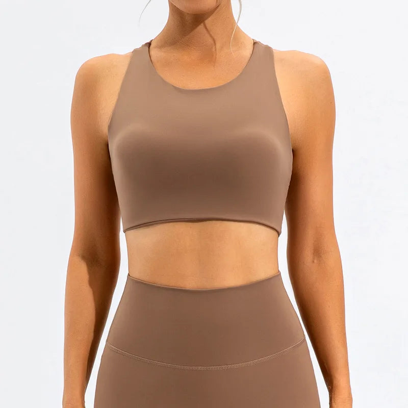 Shockproof Fitness Crop Top Women Quick-Dry Yoga Clothes Women Sports Underwear Workout Gym Top Backless Sports Bra