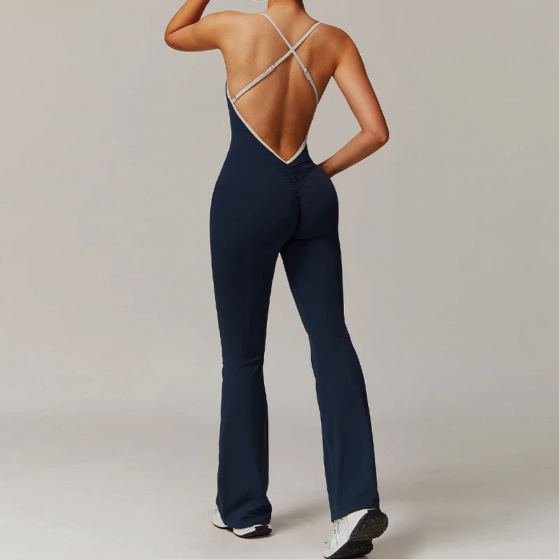 V Back Jumpsuit Women Sports
