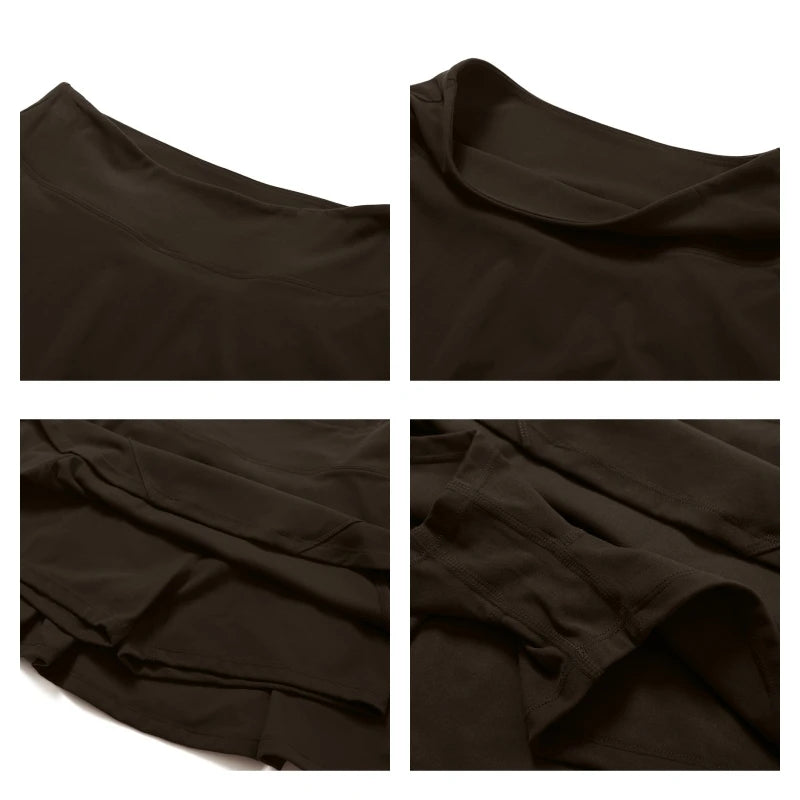 Summer High Waist Sports Skirts Breathable Slit Dress Casual Skirt Lined Shorts Women Fitness Quick Dry Yoga Skirts