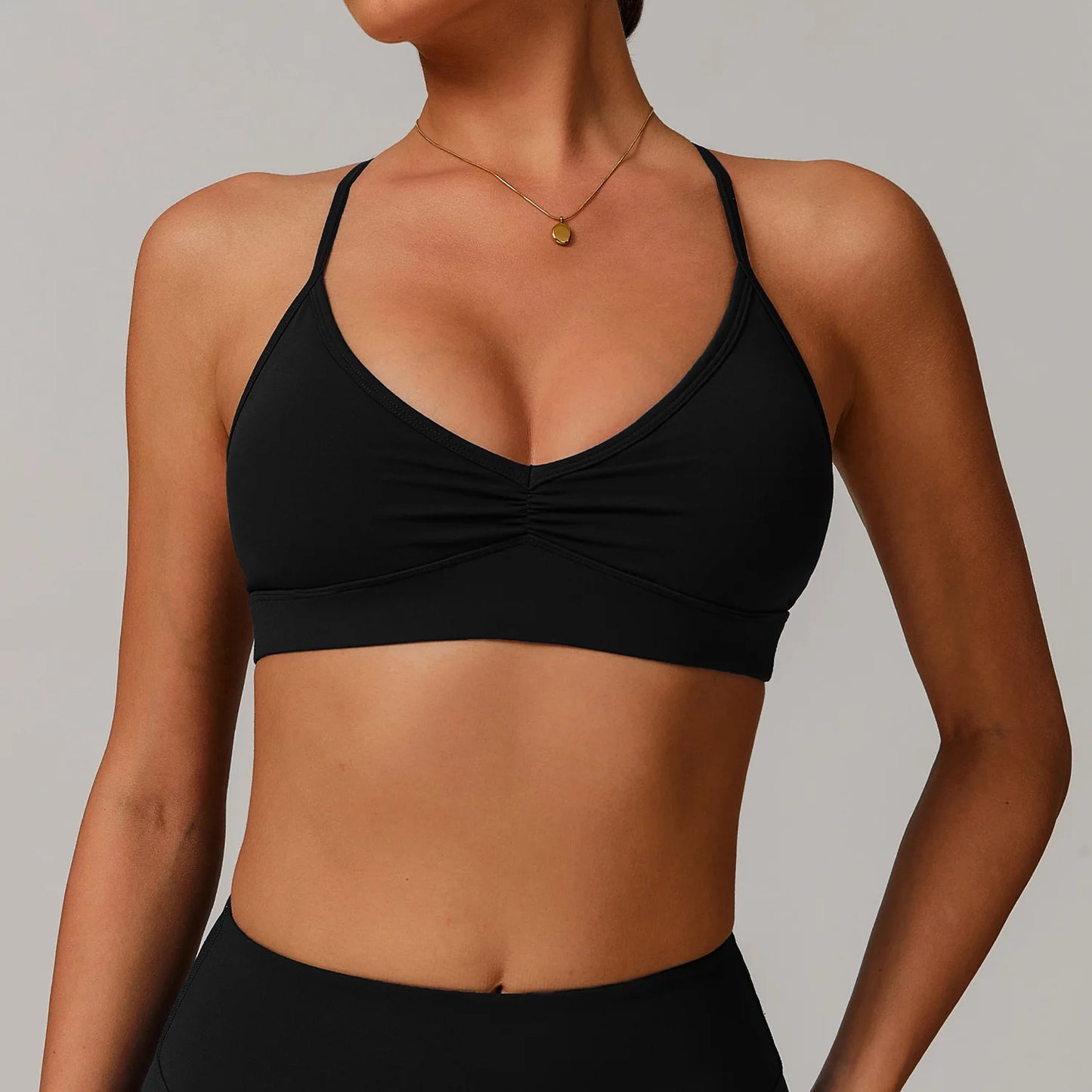 Women's Scrunch Sports Bra Sexy Cross Back Brassiere Breathable Workout Bra Running Gym Top Quick-Dry Yoga Clothing