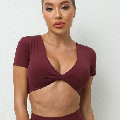 Backless Sports Short Shirts Women Gym Women Fitness Sexy Crop Top Quick-Drying Yoga Clothing Breather Workout Sportswear Women