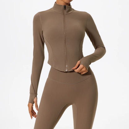 Women's Casual Sports Jackets Made of Ultra Soft Fabric with Zipper