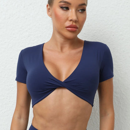 Backless Sports Short Shirts Women Gym Women Fitness Sexy Crop Top Quick-Drying Yoga Clothing Breather Workout Sportswear Women