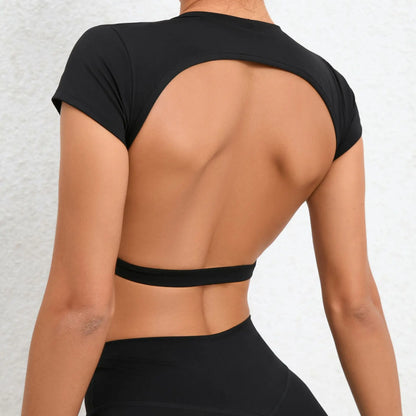Sports Shirts Breathable Workout Sportswear Fitness Backless Yoga Clothing Chest Pads Sport Crop Tops Gym Top Women