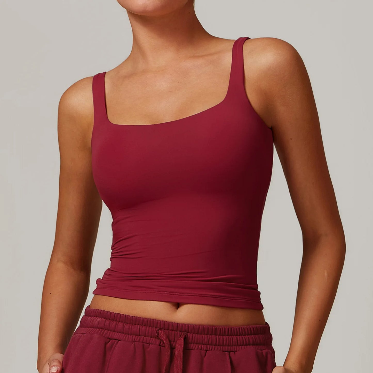 Women's Sports Bra Square Neck Tight Yoga Tank Top Gym Running Breathable Casual Vest Female Comfort Fit Workout Top