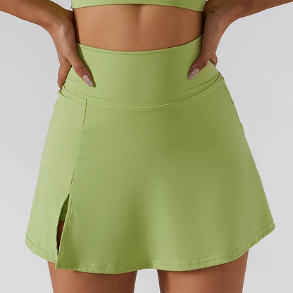 New Summer Comfortable Slit Yoga Skirt Fitness Outdoor Riding Skirt Anti-voyeur Sports Skirt High Quality