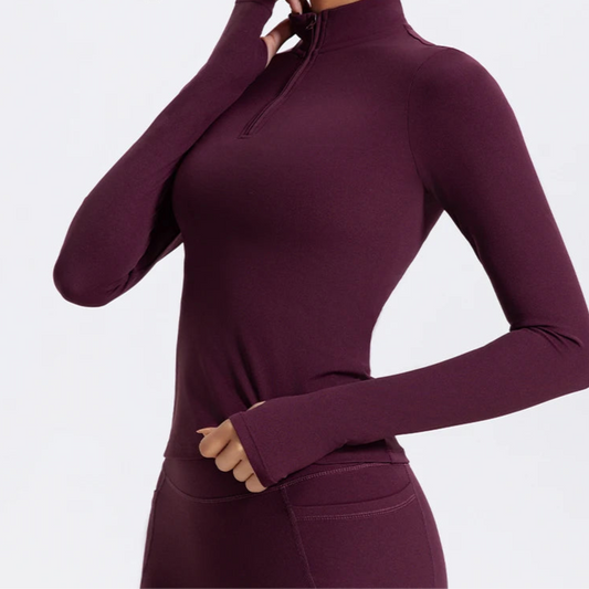 Half Zipper High Collar Sports Shirts Quick-Dry Yoga Clothing Fitness Long Sleeve Tight Clothes Outdoor Sportswear