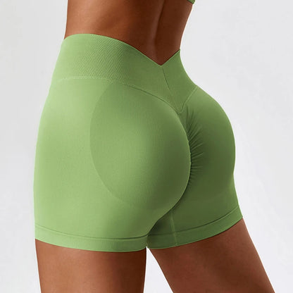 Yoga Clothes Running  V Back Scrunch Sports Leggings Women High Waist Cycling Shorts Buttock Lift Gym Shorts Women