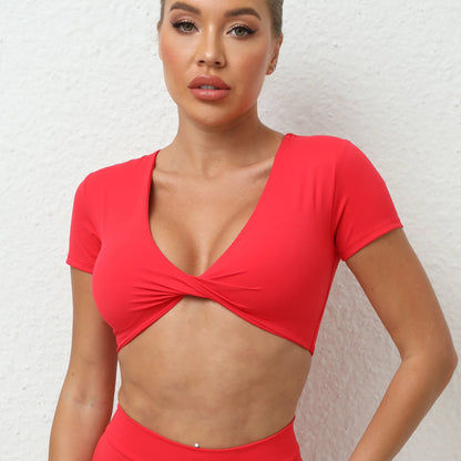 Backless Sports Short Shirts Women Gym Women Fitness Sexy Crop Top Quick-Drying Yoga Clothing Breather Workout Sportswear Women