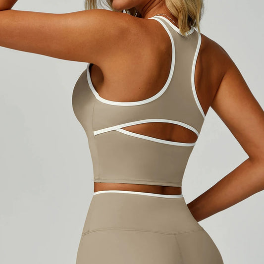 Women's Backless Tank Top Breathable Shockproof Sports Vest Gym Workout Clothes Running Fitness Pilates Yoga Camisole