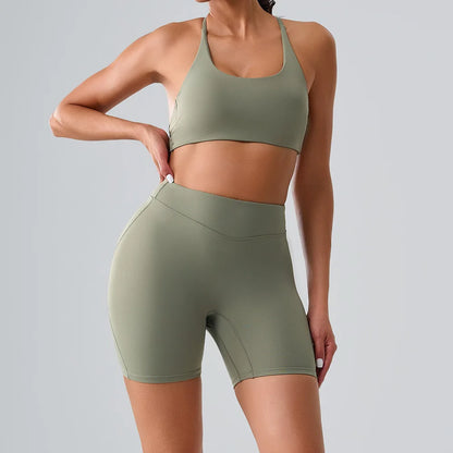 New Yoga Set 2 Pieces Women's Sexy Gym Quick Dry Sports Vest  Sports Clothing Legging Bra Yoga Fitness Crop Top Sports Suits